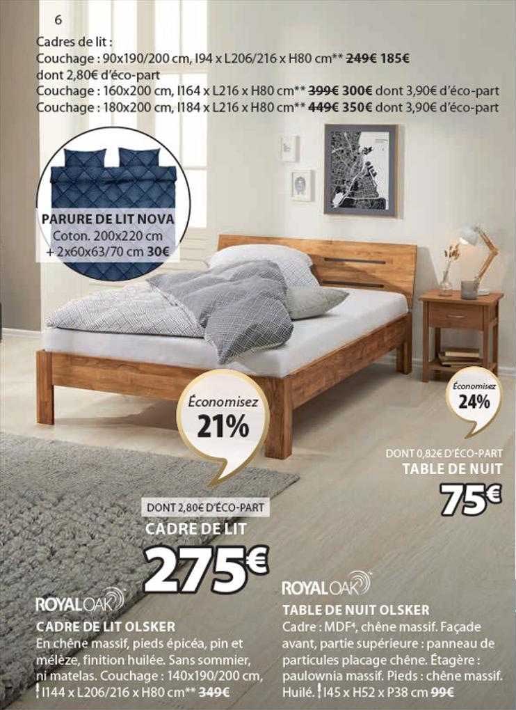 cadre de lit olsker, table de nuit olsker royal oak