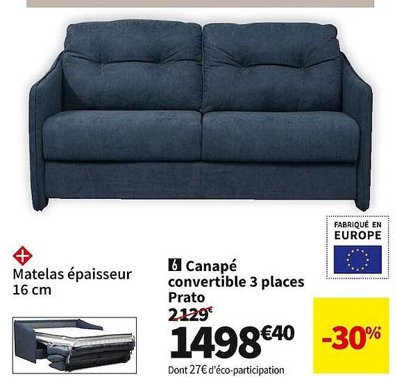 Canapé Convertible 3 Places Prato