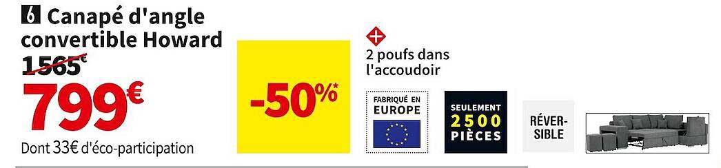 canapé d'angle convertible howard