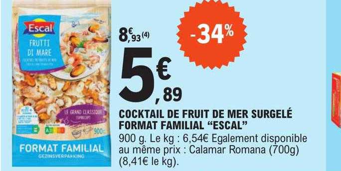 cocktail de fruit de mer surgelé format familial "escal"