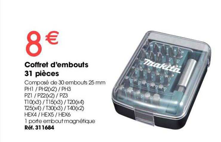 coffret d'embouts 31 pièces makita