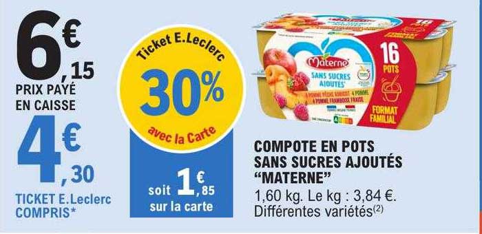 compote en pots sans sucres ajoutés "materne"