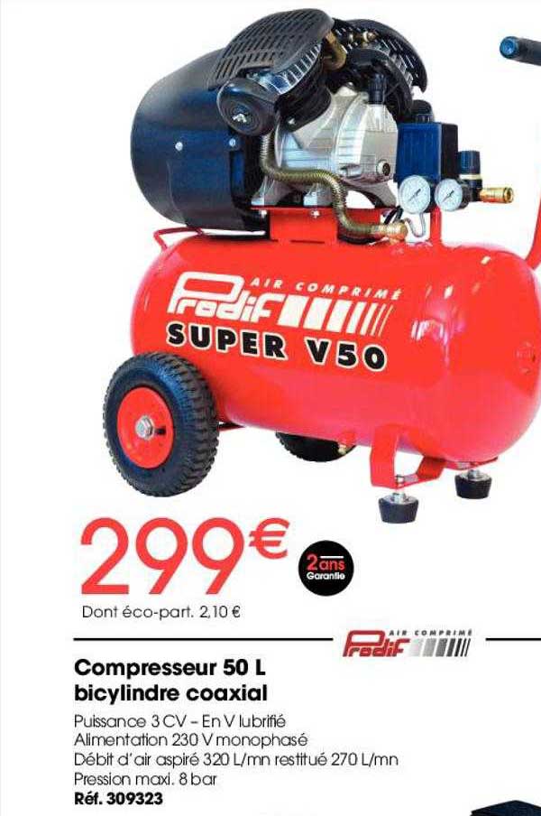 compresseur 50l bicylindre coaxial