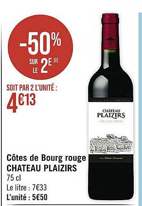 côtes de bourg rouge château plaizirs