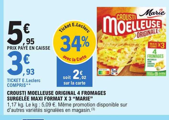 crousti moelleuse original 4 fromages surgelée maxi format x 3 "marie"