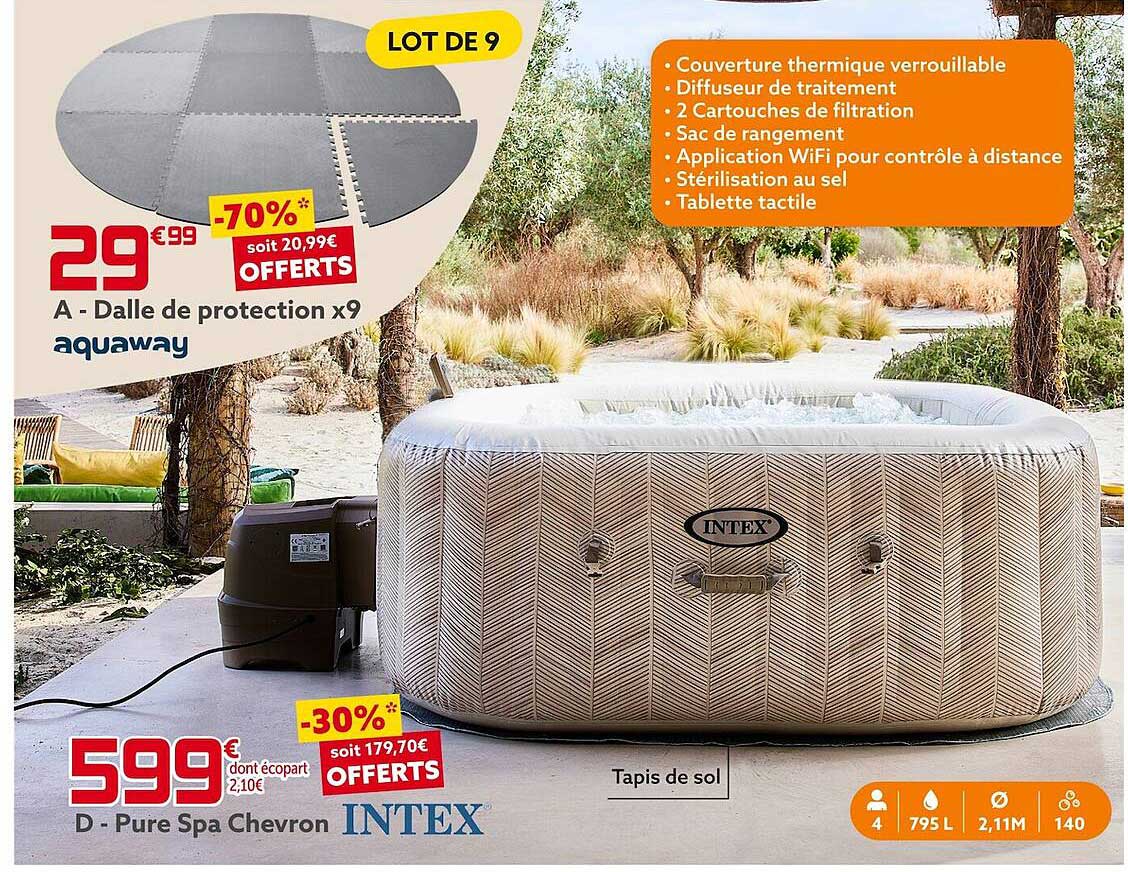 Dalle De Protection X9 Aquaway Pure Spa Chevron Intex