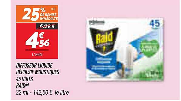 diffuseur liquide répulsif moustiques 45 nuits raid