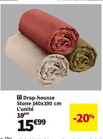 drap-housse stone 140 x 190 cm