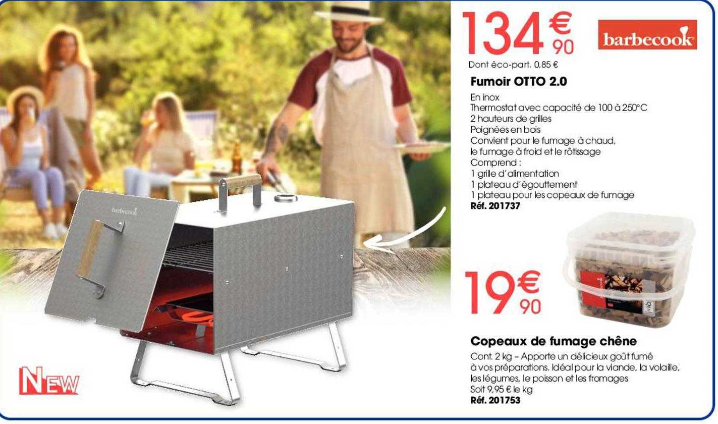 fumoir otto 2.0 barbecook, copeaux de fumage chêne barbecook