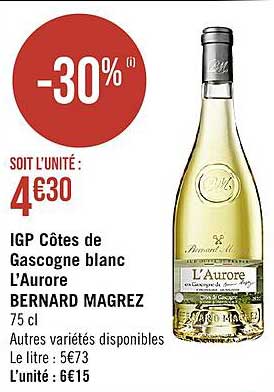igp côtes de gascogne blanc l'aurore bernard magrez