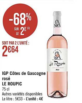 igp côtes de gascogne rosé le roupic