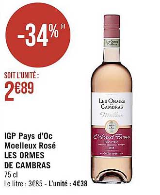 Igp Pays D'oc Moelleux Rosé Les Ormes De Cambras