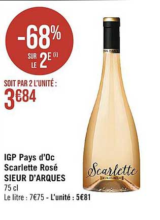 igp pays d'oc scarlette rosé sieur d'arques
