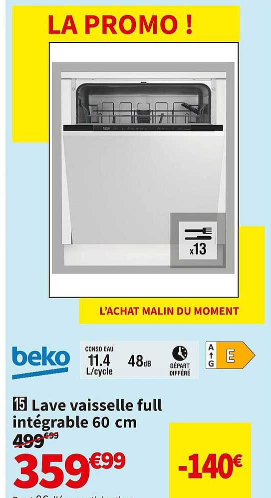 Lave Vaisselle Full Intégrable 60 Cm Beko
