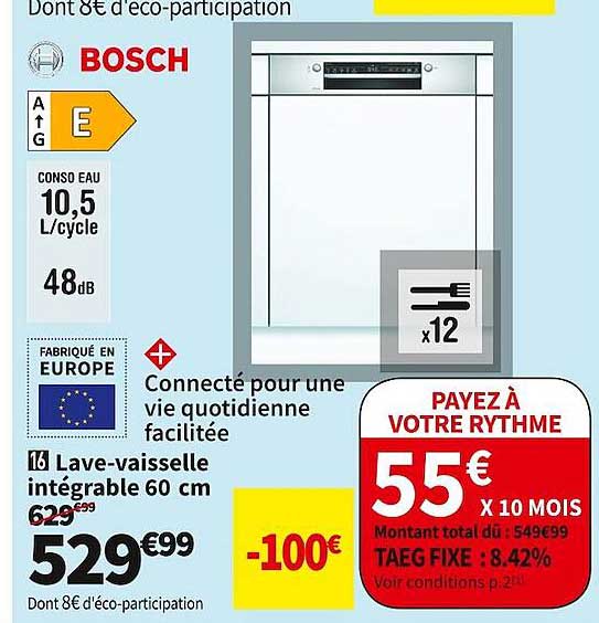 lave-vaisselle intégrable 60 cm bosch