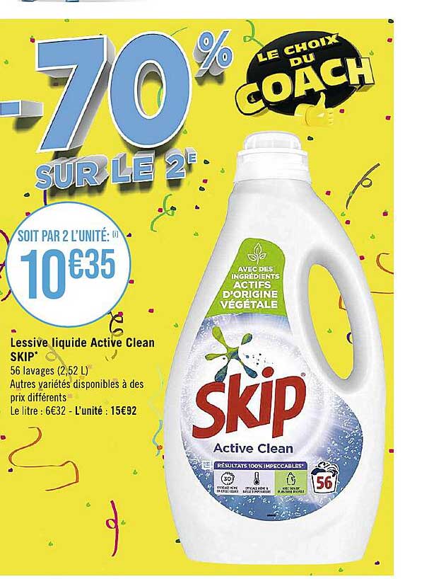 Lessive Liquide Active Clean Skip