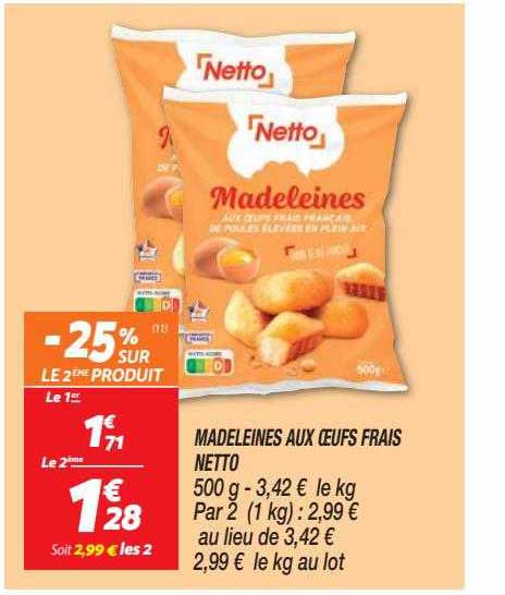 Madeleines Aux œufs Frais Netto