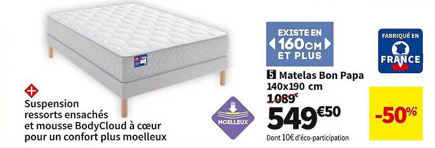 matelas bon papa 140 x 190 cm