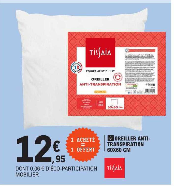 oreiller anti-transpiration 60 x 60 cm tissaia