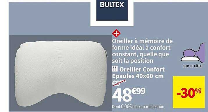 Oreiller Confort épaules 40 X 60 Cm Bultex