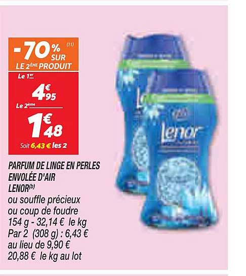 parfum de linge en perles envolée d'air lenor
