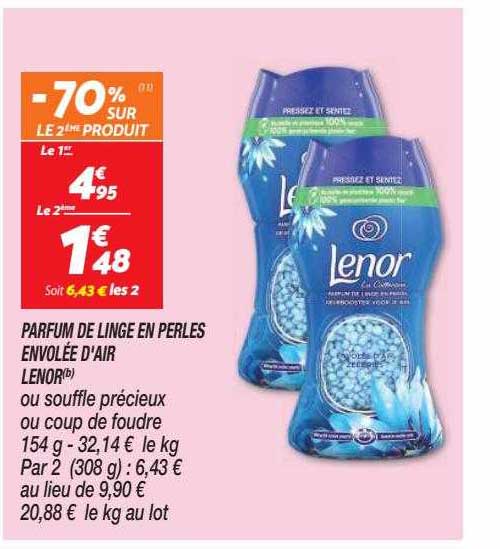 parfum de linge en perles envolée d'air lenor