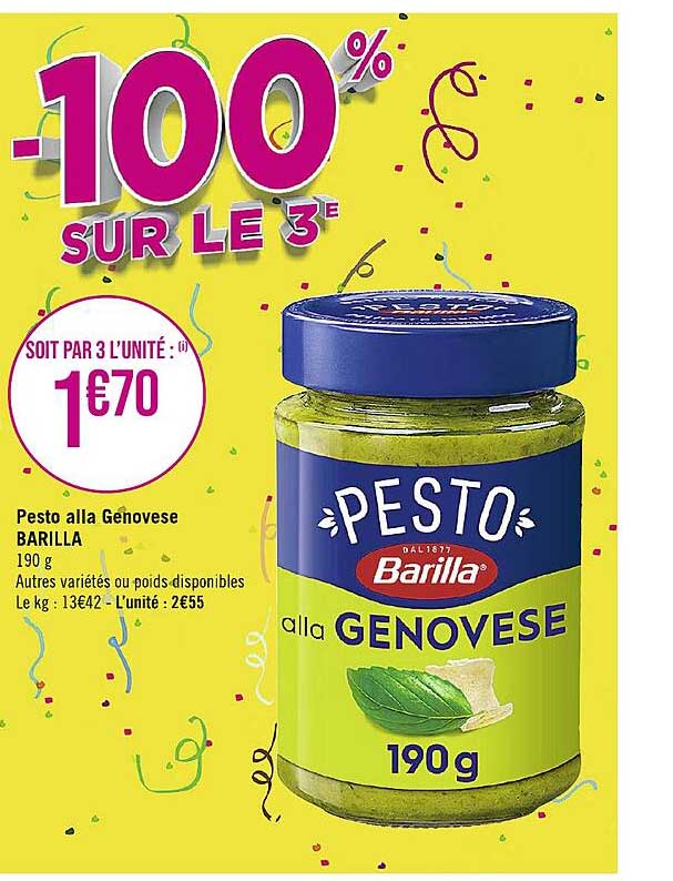 pesto alla genovese barilla -100% sur le 3e