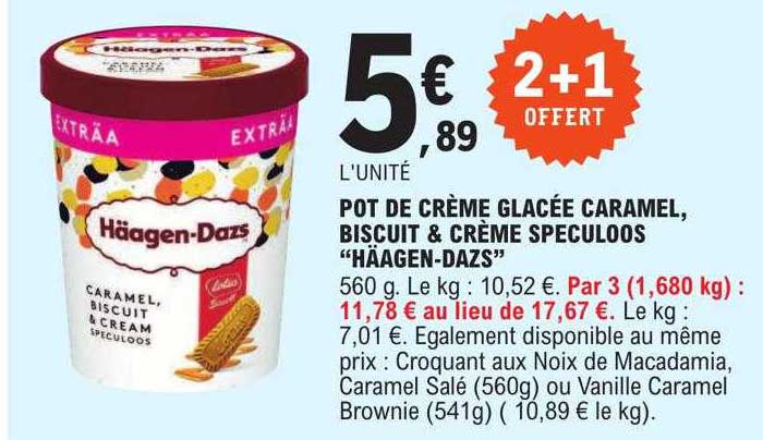 pot de crème glacée caramel, biscuit & crème speculoos "häagen-dazs"