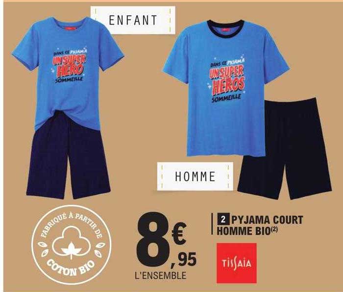 pyjama court homme bio tissaia