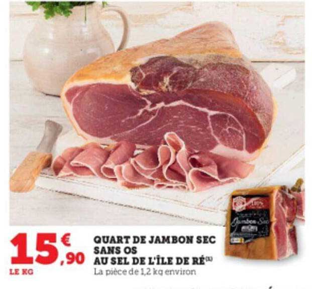 quart de jambon sec sans os au sel de l'île de ré