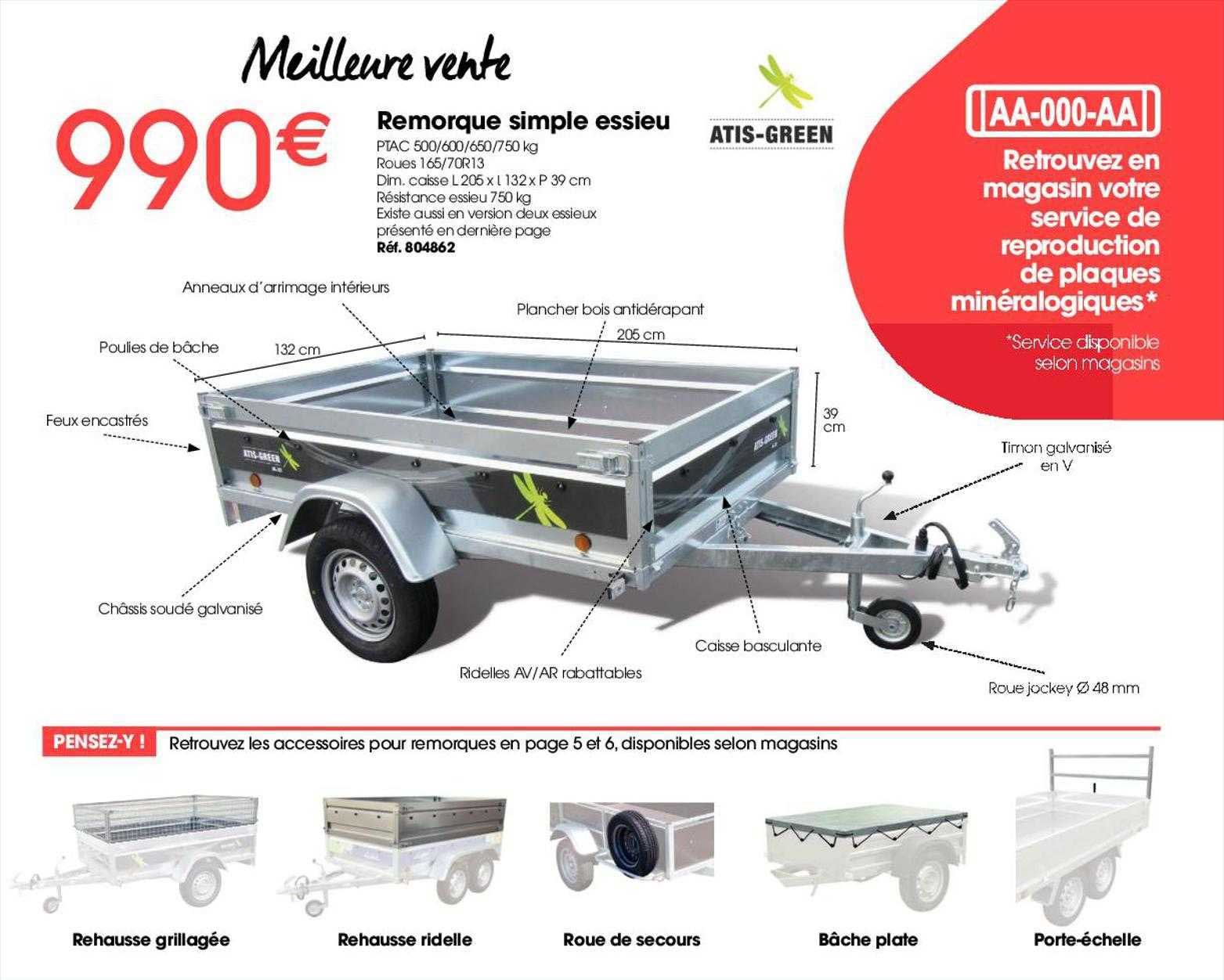 remorque simple essieu