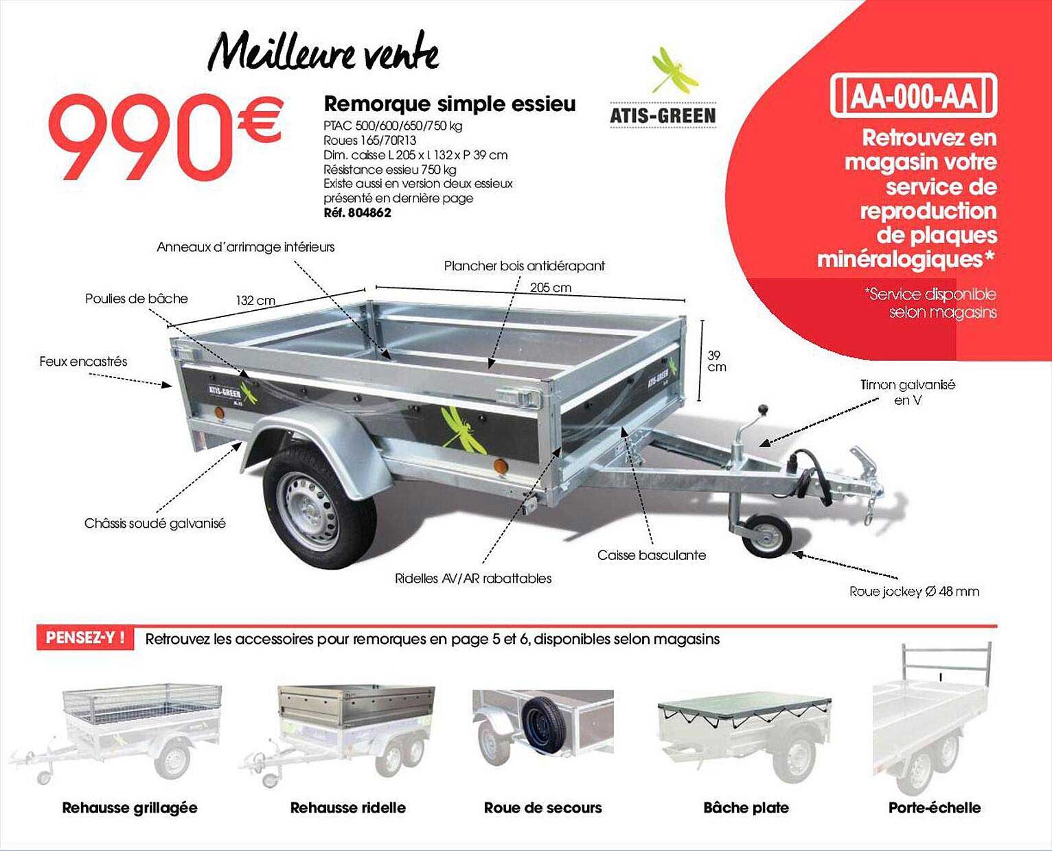 remorque simple essieu