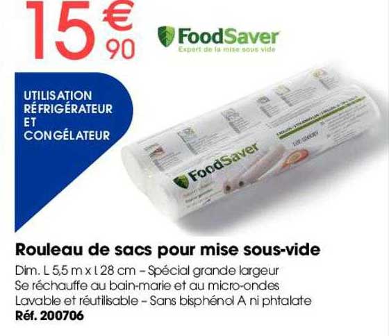 rouleau de sacs pour mise sous-vide foodsaver