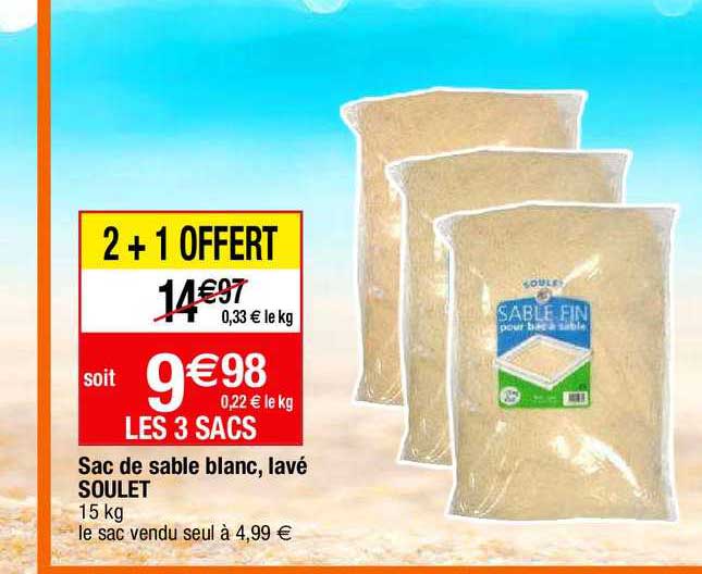 sac de sable blanc, lavé soulet
