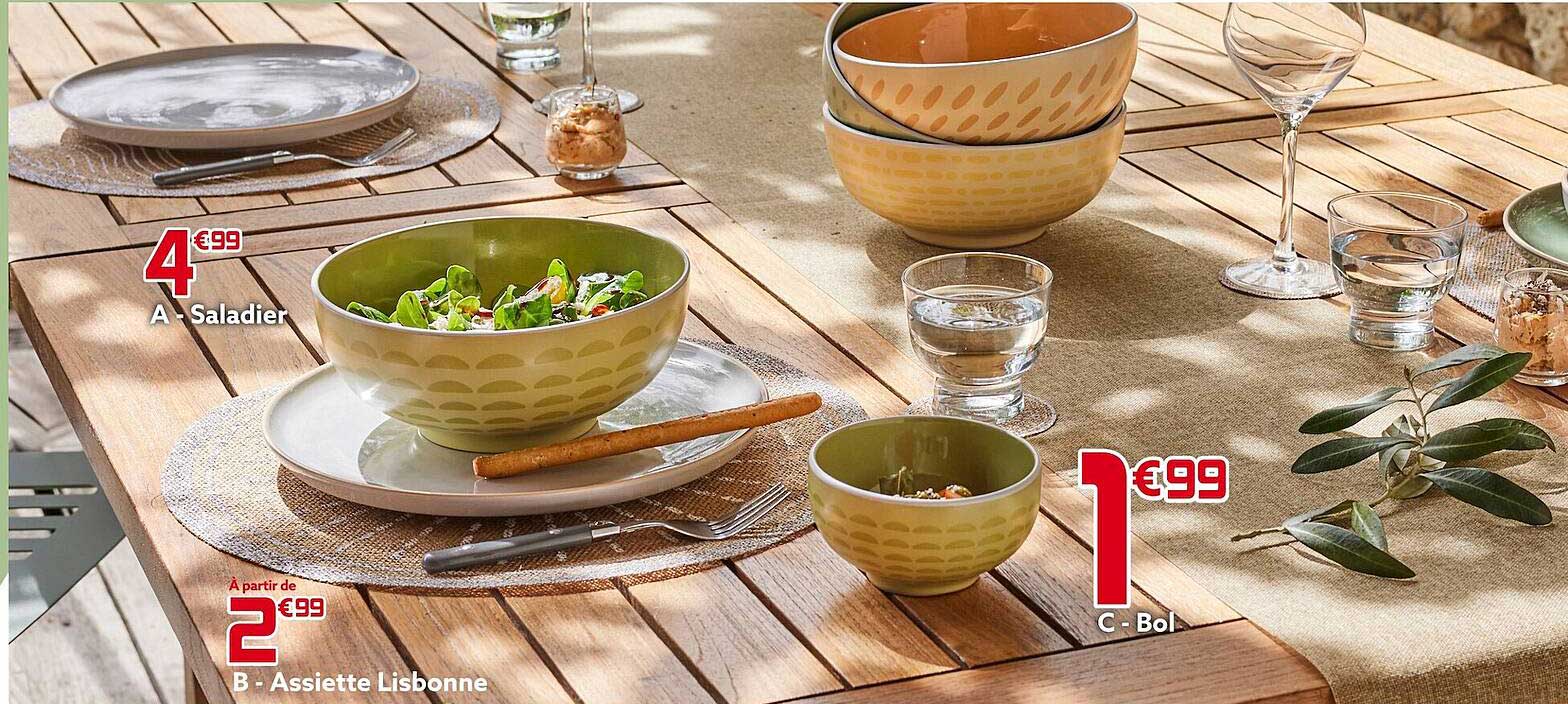 saladier, assiette lisbonne, bol