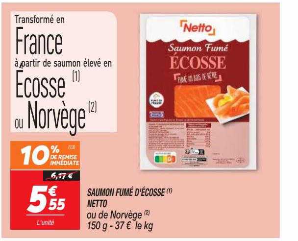 saumon fumé d'écosse netto