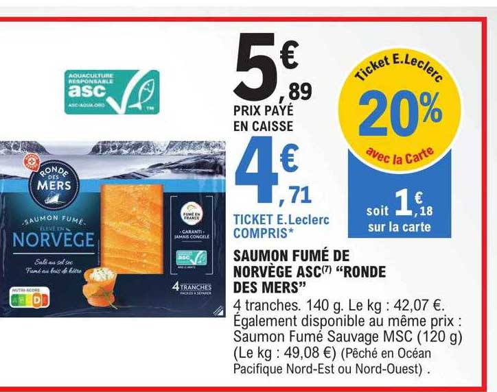 saumon fumé de norvège asc "ronde des mers"