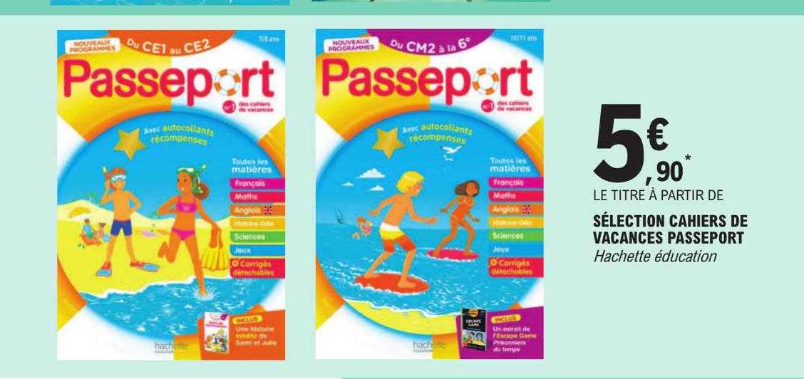 sélection cahiers de vacances passeport