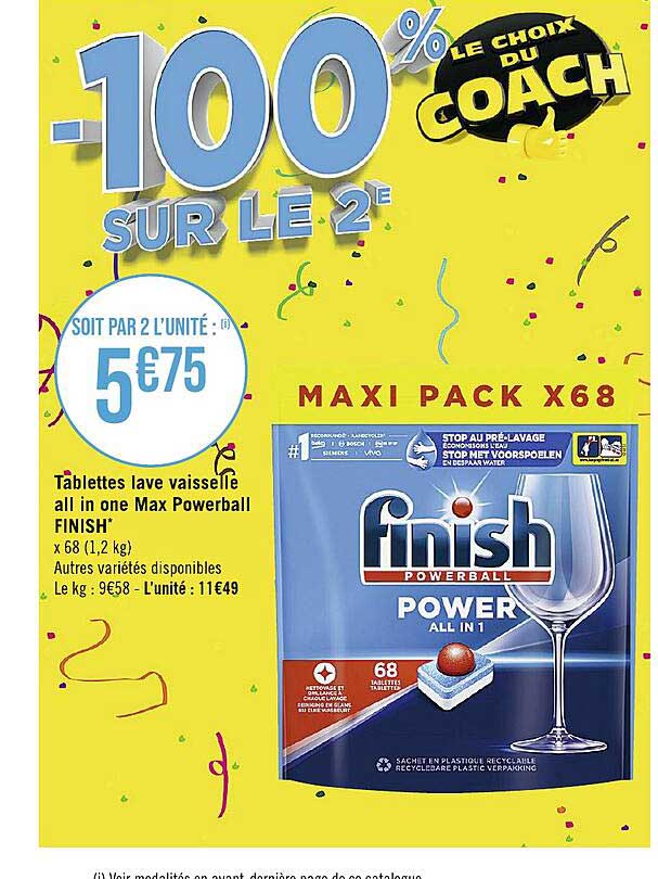 tablettes lave vaisselle all in one max powerball finish