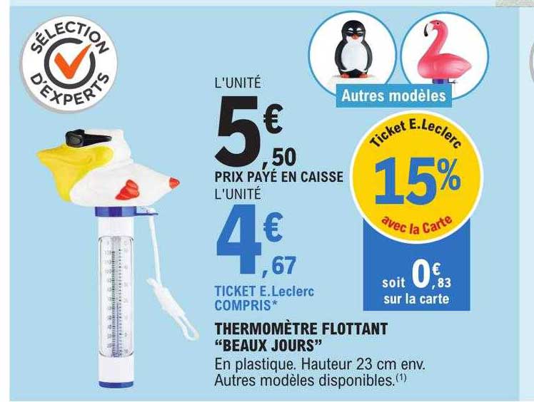 thermomètre flottant "beaux jours"