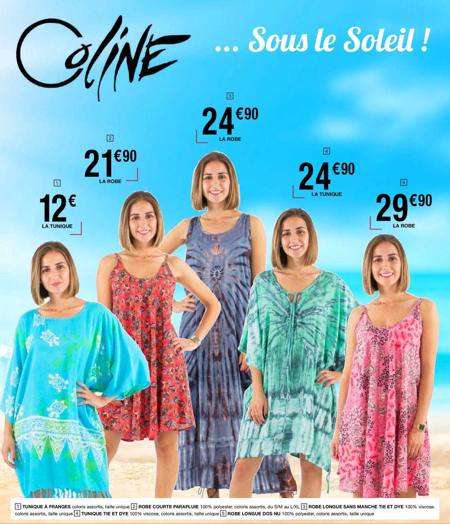 tunique à franges, robe courte parapluie, robe longue sans manche tie et dye, tunique tie et dye, robe longue dos nu
