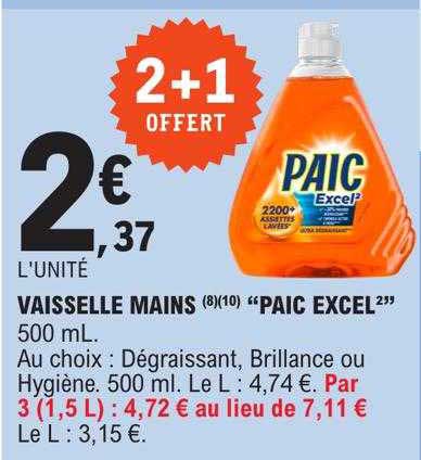 Vaisselle Mains "paic Excel"