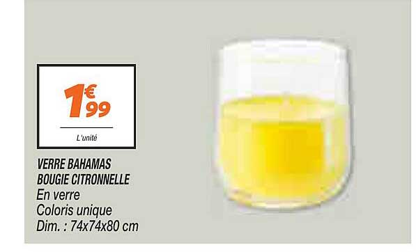 Verre Bahamas Bougie Citronnelle