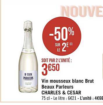 vin mousseux blanc brut beaux parleurs charles & césar