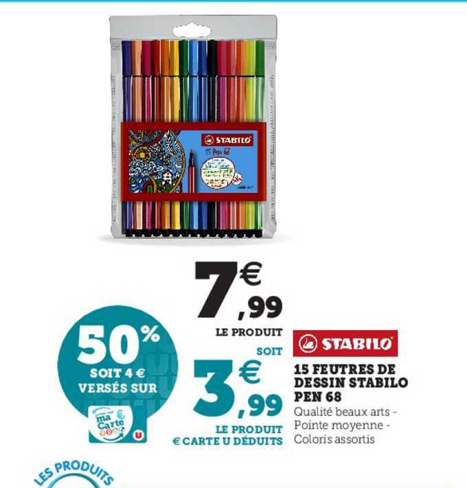 15 feutres de dessin stabilo pen 68