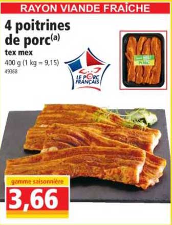 4 poitrines de porc tex mex