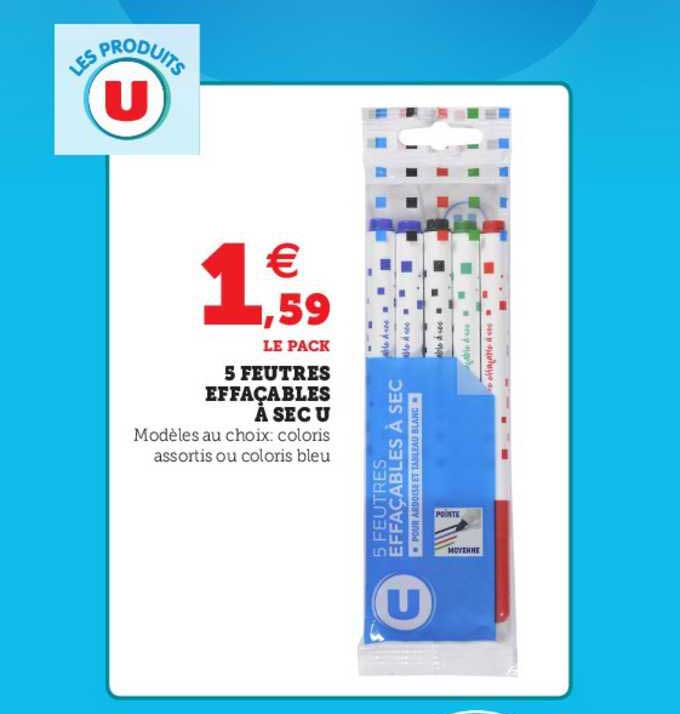 5 Feutres Effaçables à Sec U