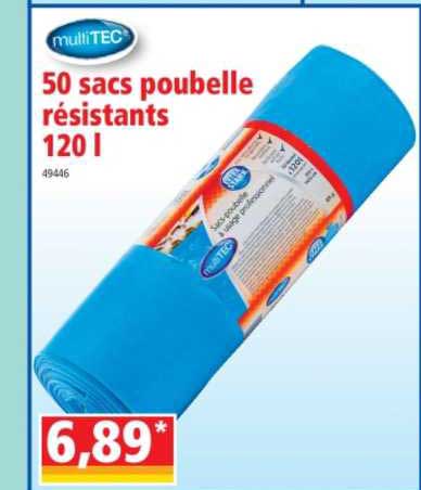 50 sacs poubelle résistants 120 l multitec