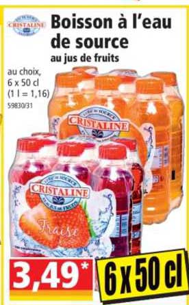 boisson à l'eau de source au jus de fruits cristaline