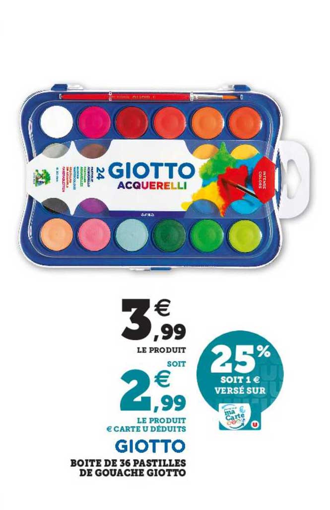 Boîte De 36 Pastilles De Gouache Giotto